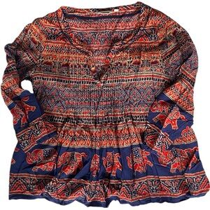 Vanessa Virginia by Anthropologie Peasant Style Elephant Top. Small.